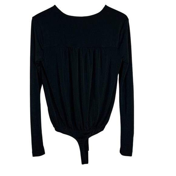 INTIMATELY FREE PEOPLE Black Deep V-Neck Knit Long Sleeve Body Suit Size Small - Picture 4 of 5